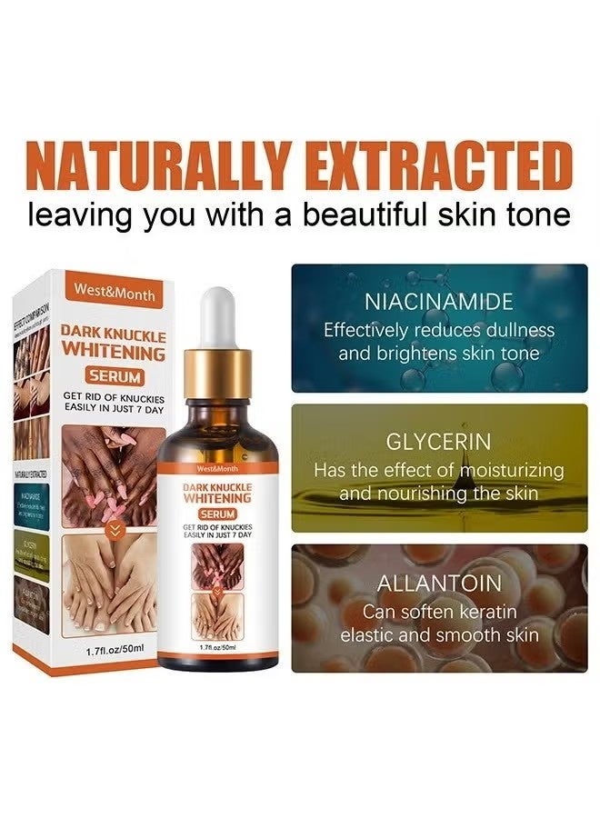 West&Month Dark knuckle Whitening Serum,7 days Treatment for Dark Spots in Hand and Feet Knuckles Exfoliating Improves Dullness Powerful Whitening Effect for Men and Women 50ml - Image 3